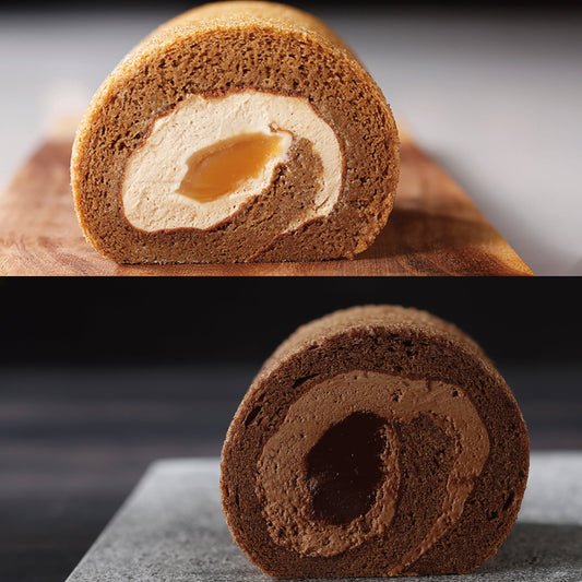 【冬季シェフパティシエのロールケーキセット】キャラメルモカロール ＆ビターショコラロール