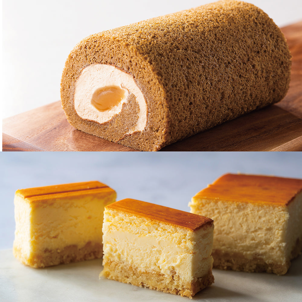 【シェフパティシエのロール＆チーズケーキセット】キャラメルモカロール ＆ベイクドチーズケーキセット